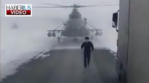 Helikopteri yola indirip kamyoncuya adres sordu