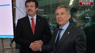 Minnihanov ve Zeybekci Tataristan'da Şişecam fabrikasını açtı